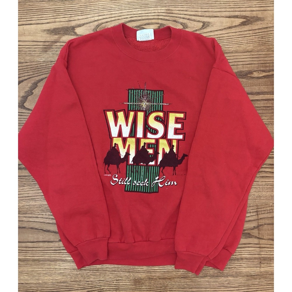 Vintage 90s Lee Wise Men Still Seek Him Jesus Crewneck Sweatshirt Size Large